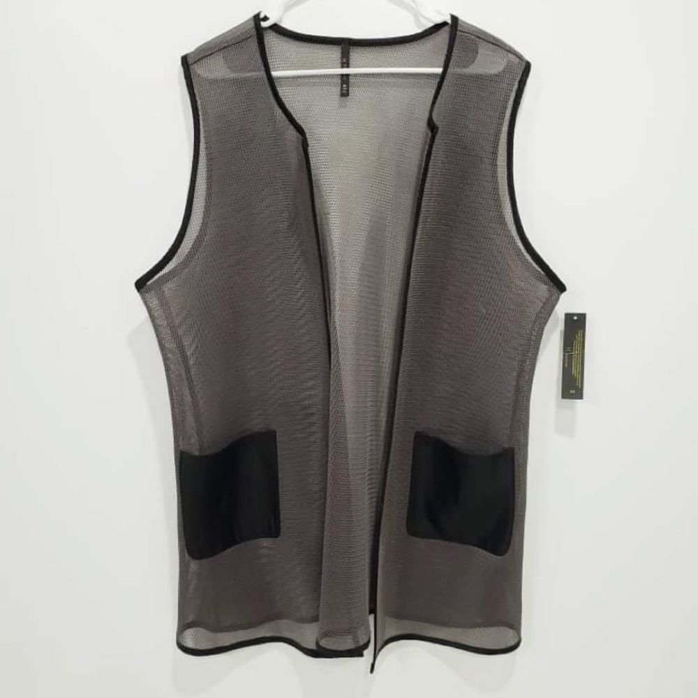 IC by Connie K Black Sheer Mesh Sleeveless Vest Sz 2X NWT